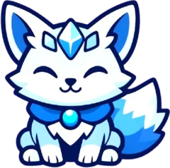 Flurry, an ice fox with a blue crystal