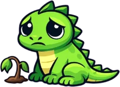 Sorrel, a small green lizard beside a sprout
