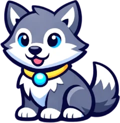 Tether, a wolf pup with a gem on its collar
